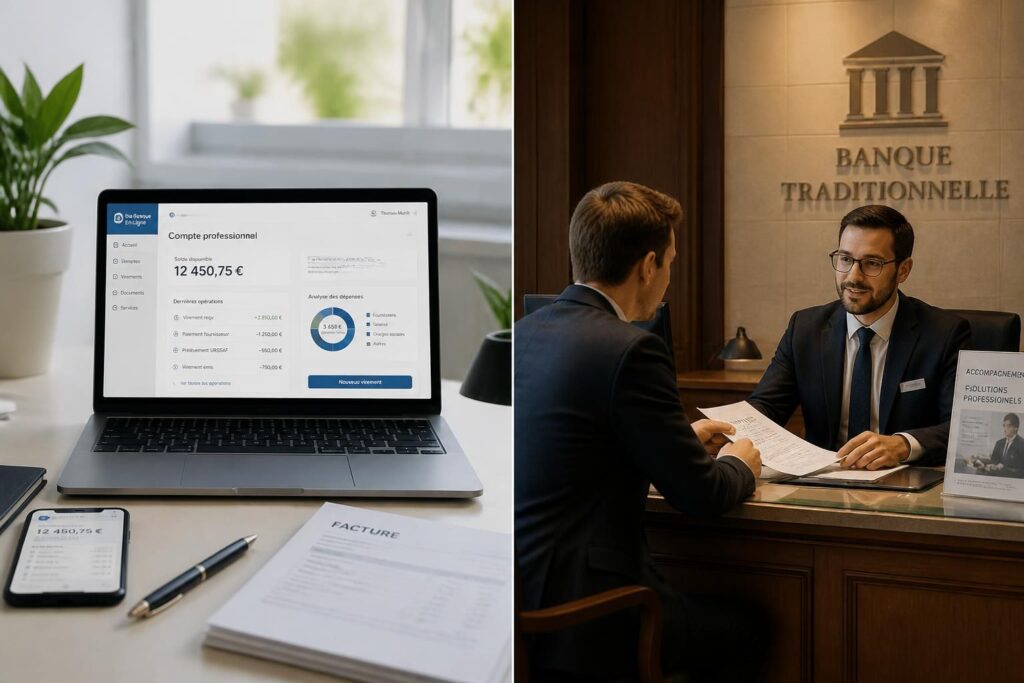 découvrez les avantages et inconvénients d'un compte pro en banque en ligne ou banque traditionnelle pour choisir la solution adaptée à votre activité professionnelle.